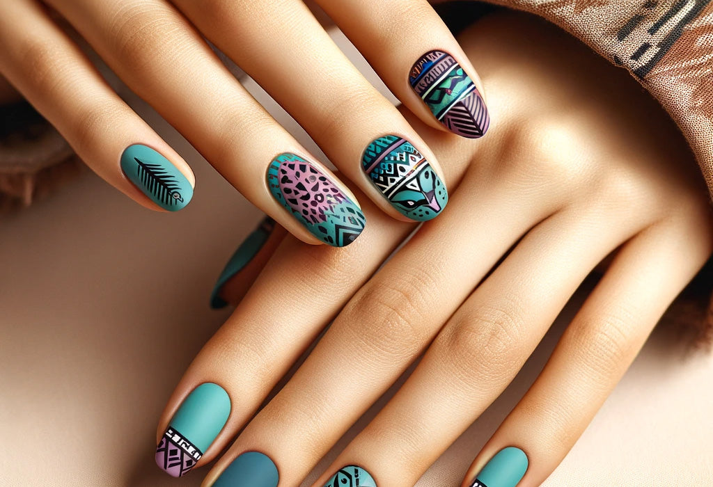 Be Unique with Neon Aztec Pattern Nail Art