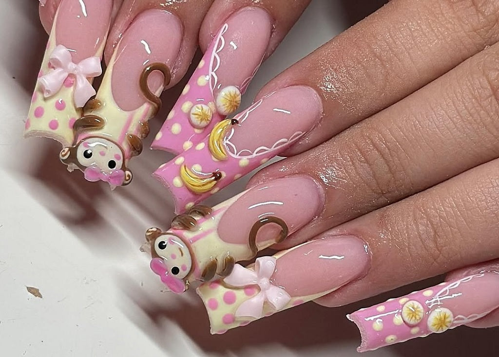 Monkey Pink Nails