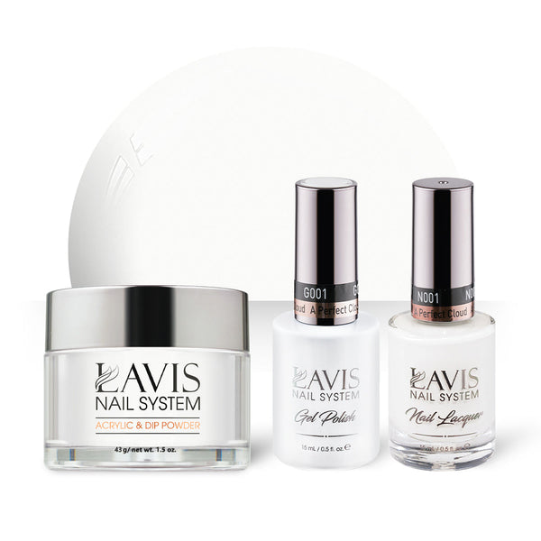 LAVIS 3 in 1 - 001 A Perfect Cloud - Acrylic & Dip Powder, Gel & Lacquer