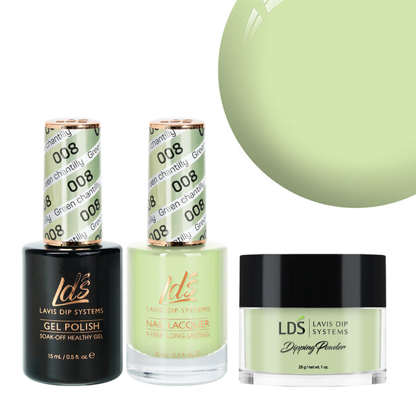 LDS 3 in 1 - 008 Green Chantilly - Dip, Gel & Lacquer Matching