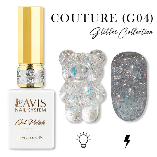 LAVIS Glitter G04 - 01 - Gel Polish 0.5 oz - Couture Collection