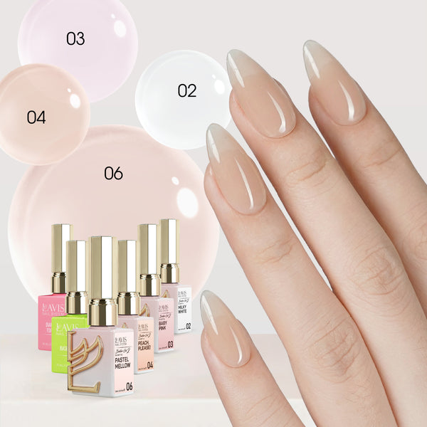 LAVIS Builder Gel in the Bottle Kit 6: 02, 03, 04, 06, Base, Top - 15ml 