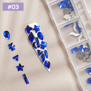 12 Grids Flat Diamonds Rhinestones #03 Blue