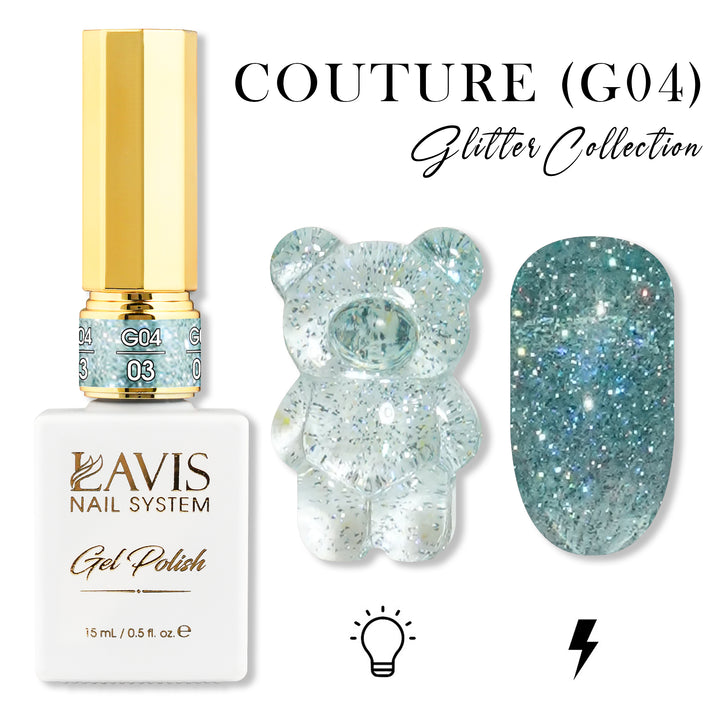 LAVIS Glitter G04 - 03 - Gel Polish 0.5 oz - Couture Collection