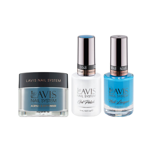 LAVIS 3 in 1 - 048 Dazzling Blue - Acrylic & Dip Powder, Gel & Lacquer