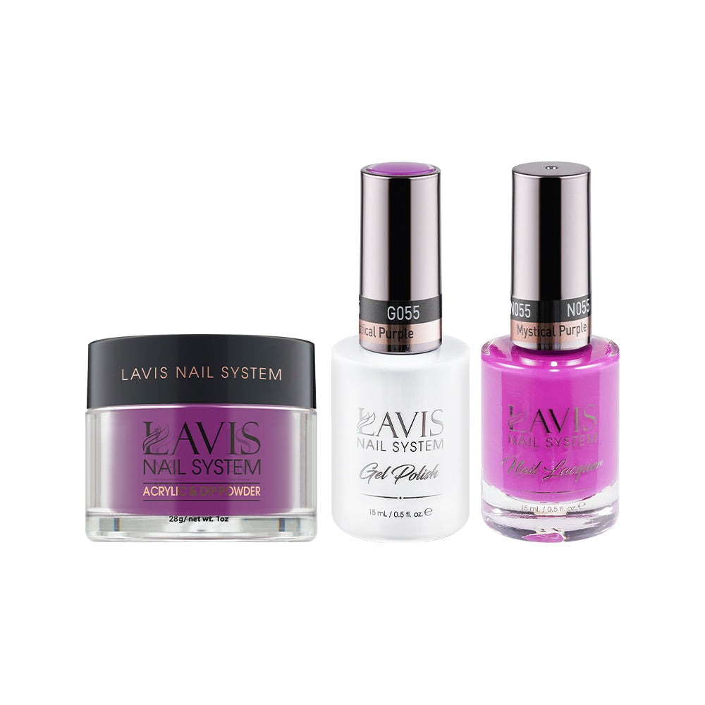 LAVIS 3 in 1 - 055 Mystical Purple - Acrylic & Dip Powder, Gel & Lacquer