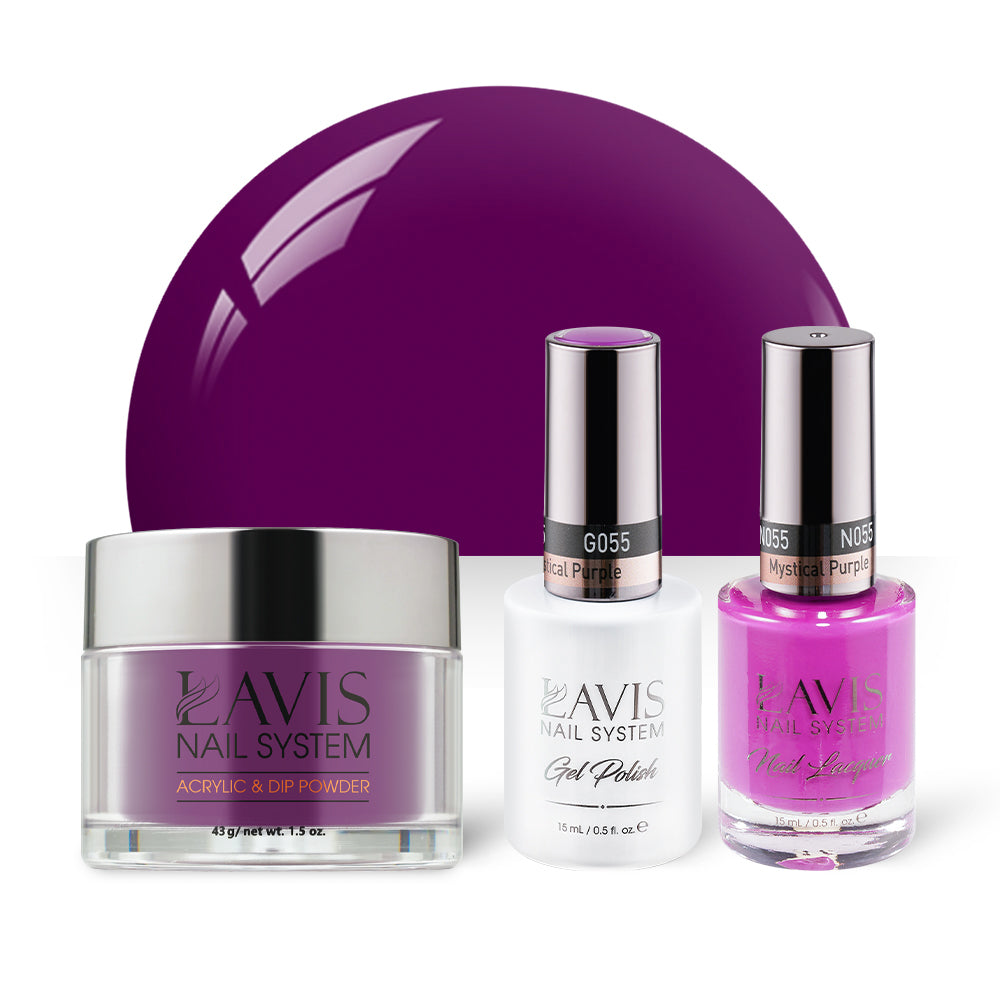 LAVIS 3 in 1 - 055 Mystical Purple - Acrylic & Dip Powder, Gel & Lacquer