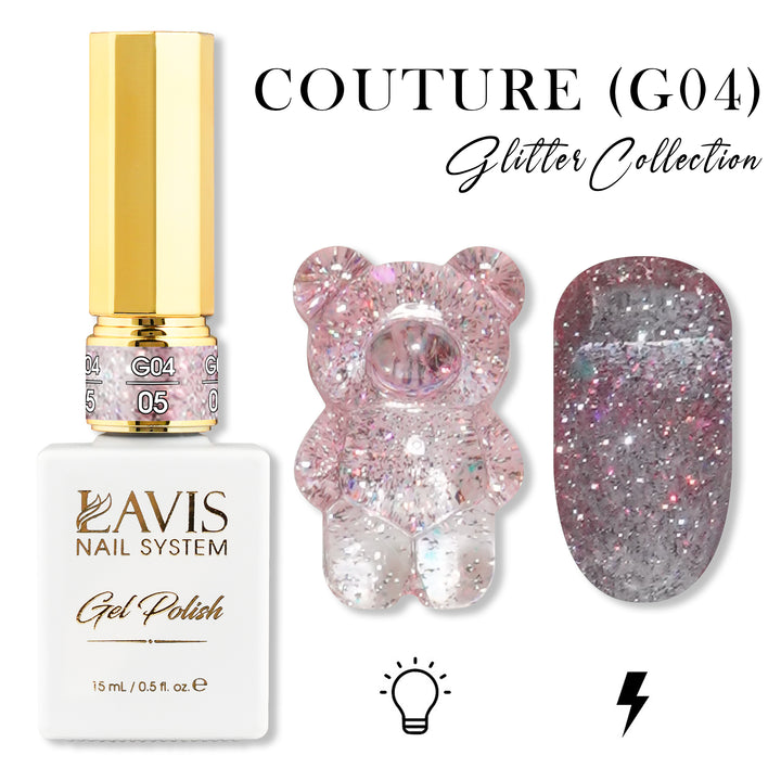 LAVIS Glitter G04 - 04 - Gel Polish 0.5 oz - Couture Collection