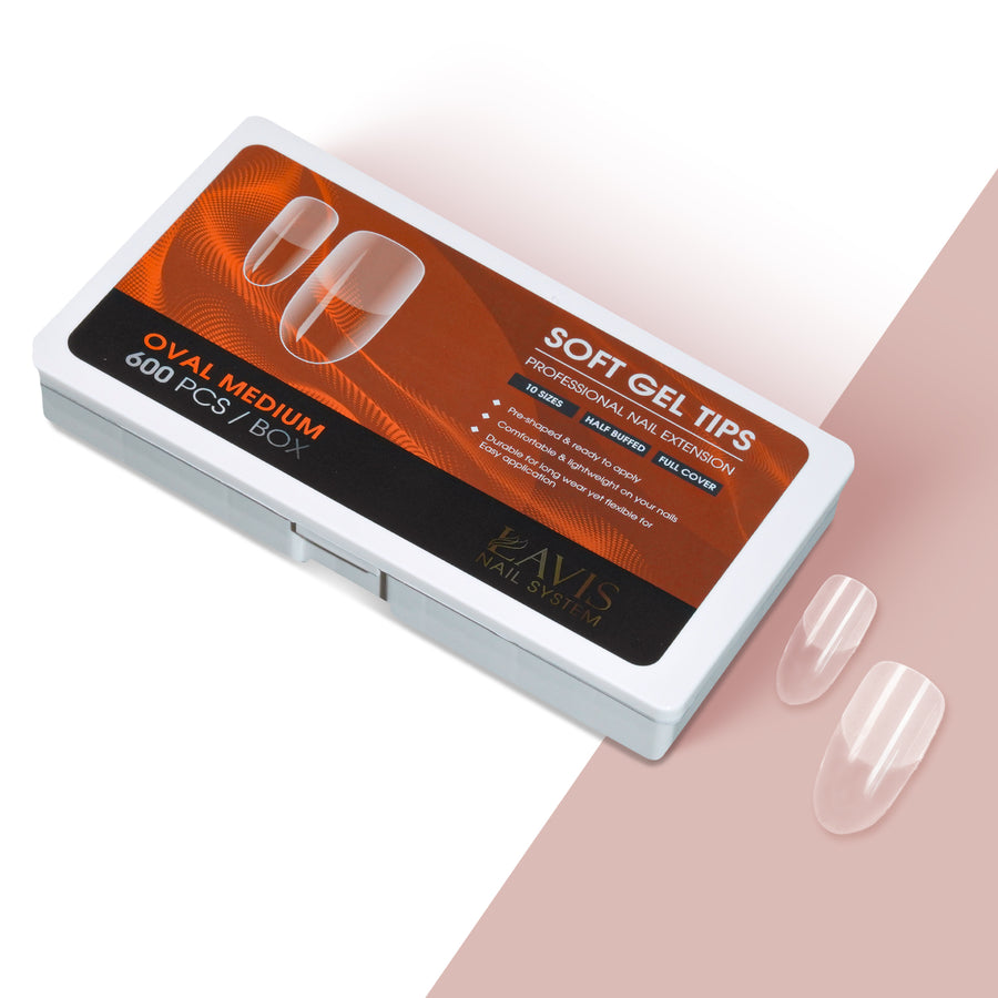 LAVIS Oval Medium - 10 Sizes Clear - Soft Gel Tips