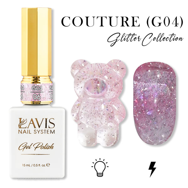 LAVIS Glitter G04 - 06 - Gel Polish 0.5 oz - Couture Collection