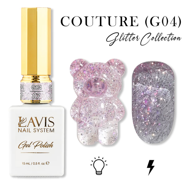 LAVIS Glitter G04 - 07 - Gel Polish 0.5 oz - Couture Collection