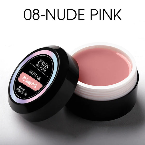 LAVIS J08 - Builder Gel In The Jar 15g - Nude Pink