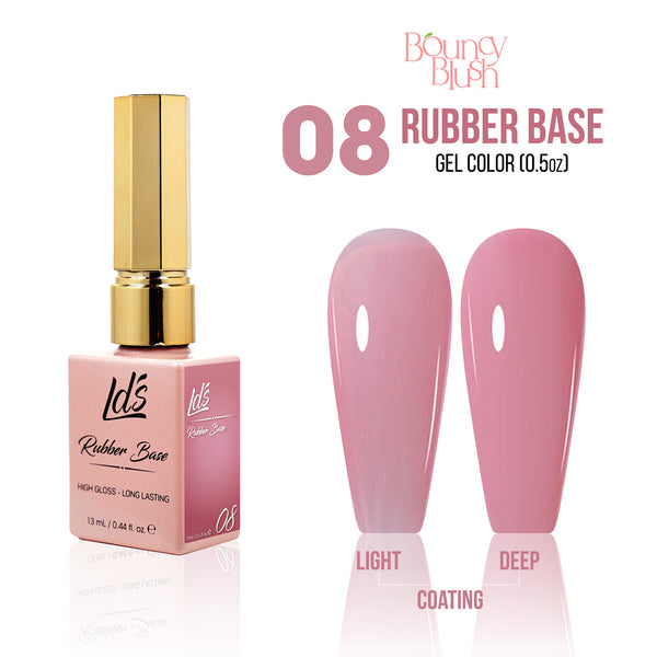 LDS Rubber Base Gel - RB-08 - GEL POLISH 0.5 OZ - Bouncy Blush Collection