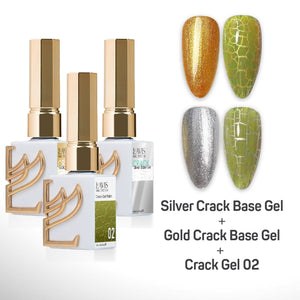 LAVIS Crack Gel 02 + Silver Crack Base Gel + Gold Crack Base Gel - 0.5 oz