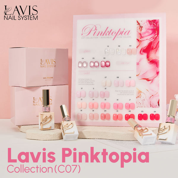 LAVIS C07 - Set 24 Colors - Gel Polish 0.5 oz - Pinktopia Collection
