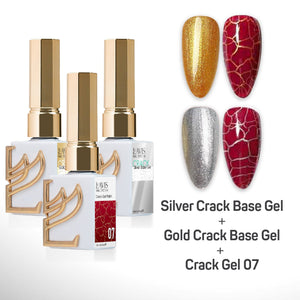 LAVIS Crack Gel 07 + Silver Crack Base Gel + Gold Crack Base Gel - 0.5 oz