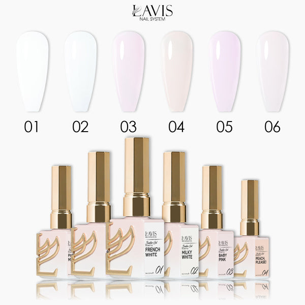  LAVIS Builder Gel In The Bottle - Set 6 Colors (B01 - B06) - Gel Polish 15ml by LAVIS NAILS sold by DTK Nail Supply