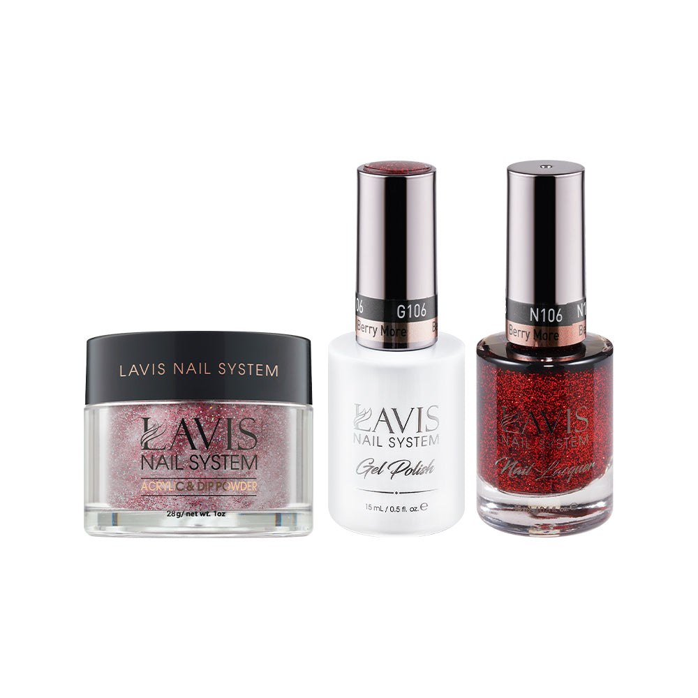 LAVIS 3 in 1 - 106 Berry More - Acrylic & Dip Powder, Gel & Lacquer