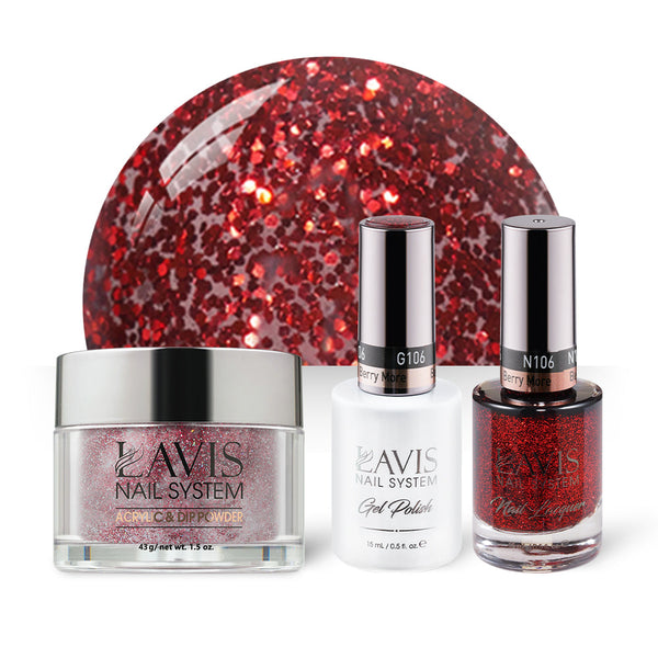 LAVIS 3 in 1 - 106 Berry More - Acrylic & Dip Powder, Gel & Lacquer