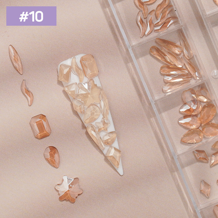 12 Grids Flat Diamonds Rhinestones #10 Transparent Champagne