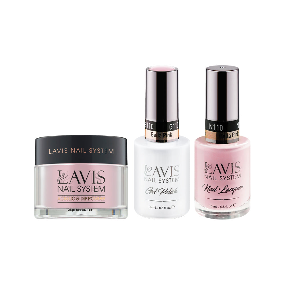 LAVIS 3 in 1 - 110 Bella Pink - Acrylic & Dip Powder, Gel & Lacquer