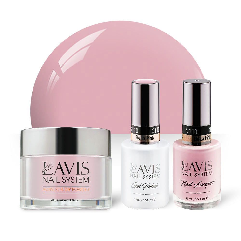 LAVIS 3 in 1 - 110 Bella Pink - Acrylic & Dip Powder, Gel & Lacquer