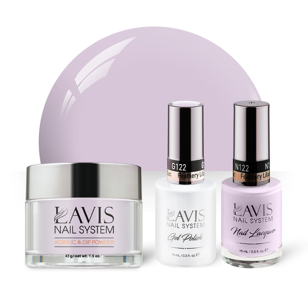 LAVIS 3 in 1 - 122 Feathery Lilac - Acrylic & Dip Powder, Gel & Lacquer