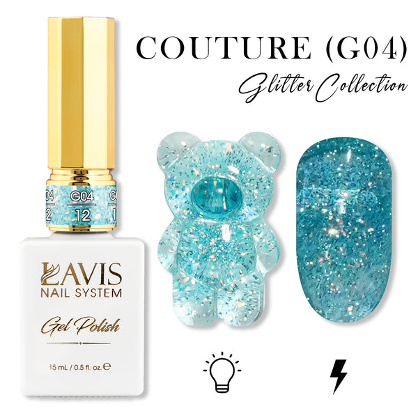 LAVIS Glitter G04 - 12 - Gel Polish 0.5 oz - Couture Collection