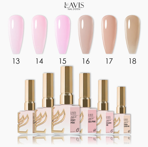  LAVIS Builder Gel In The Bottle - Set 6 Colors (B13 - B18) - Gel Polish 15ml by LAVIS NAILS sold by DTK Nail Supply