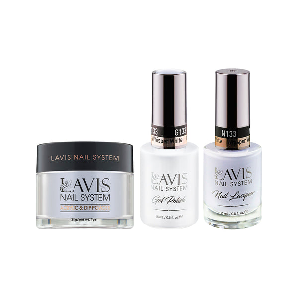 LAVIS 3 in 1 - 133 Whisper White - Acrylic & Dip Powder, Gel & Lacquer