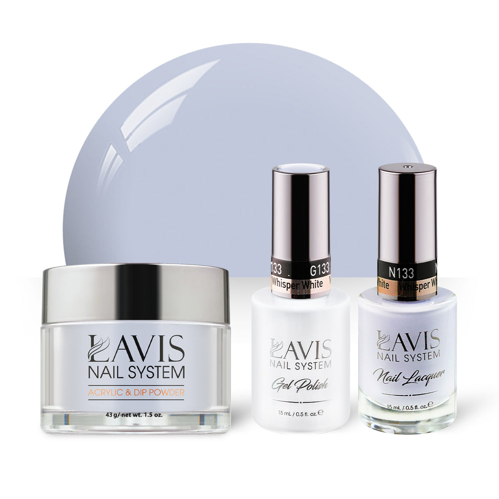 LAVIS 3 in 1 - 133 Whisper White - Acrylic & Dip Powder, Gel & Lacquer