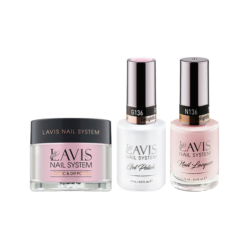 LAVIS 3 in 1 - 136 Delightful - Acrylic & Dip Powder, Gel & Lacquer