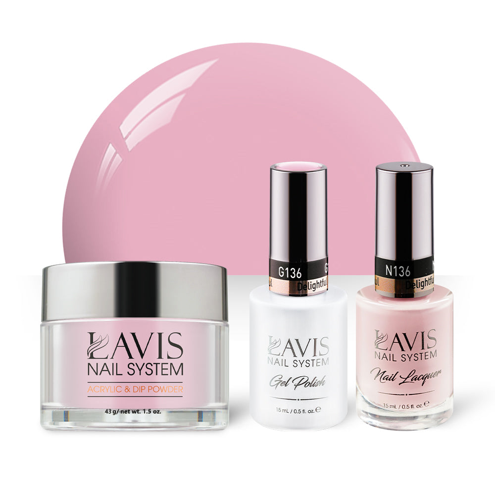 LAVIS 3 in 1 - 136 Delightful - Acrylic & Dip Powder, Gel & Lacquer