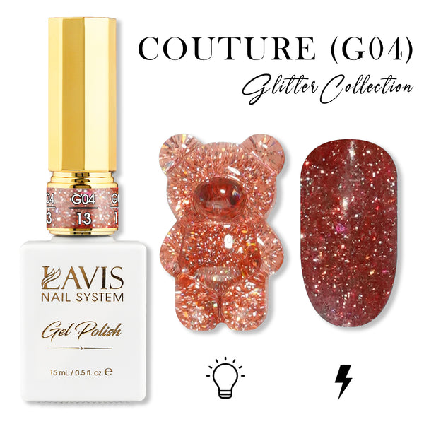 LAVIS Glitter G04 - 13 - Gel Polish 0.5 oz - Couture Collection