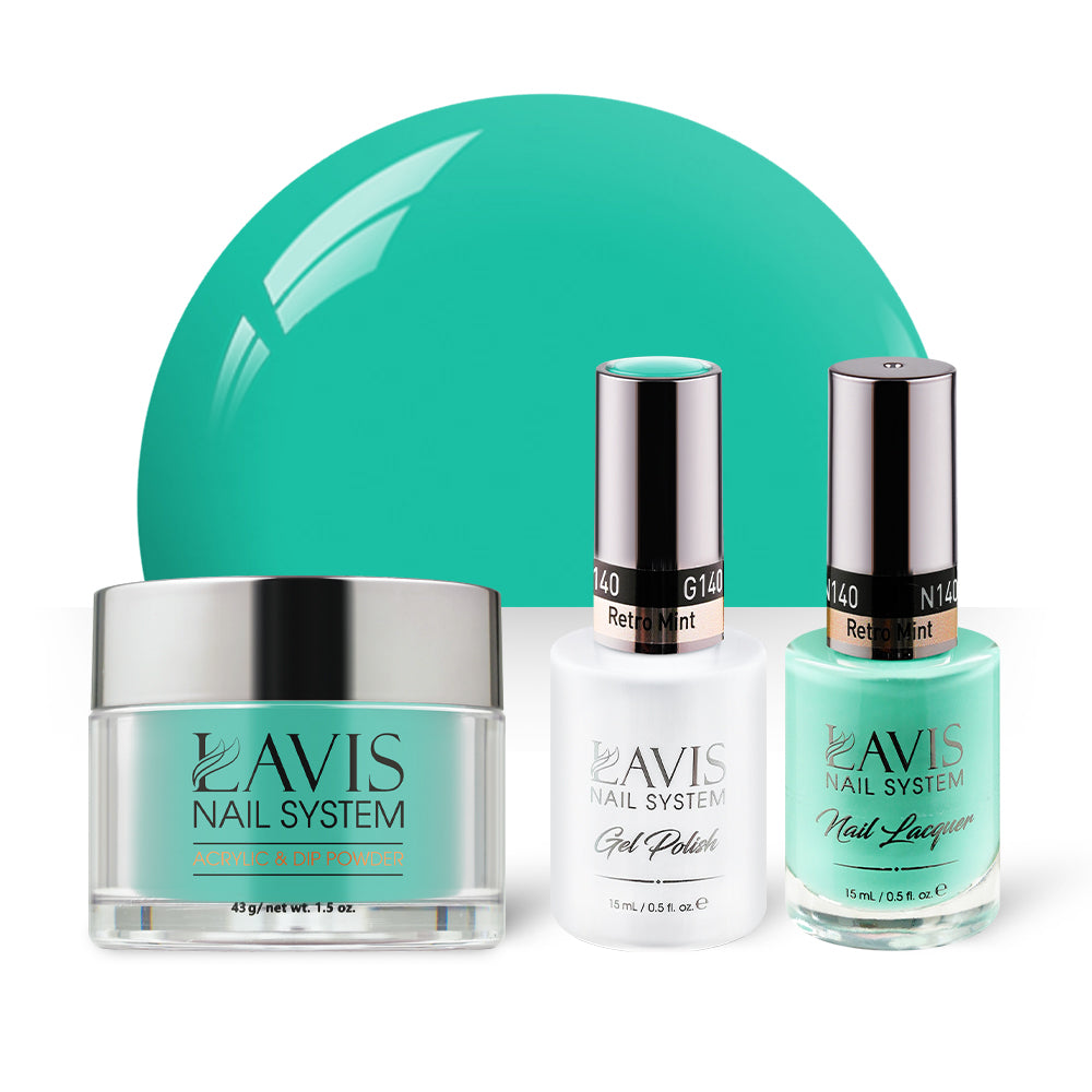 LAVIS 3 in 1 - 140 Retro Mint - Acrylic & Dip Powder, Gel & Lacquer