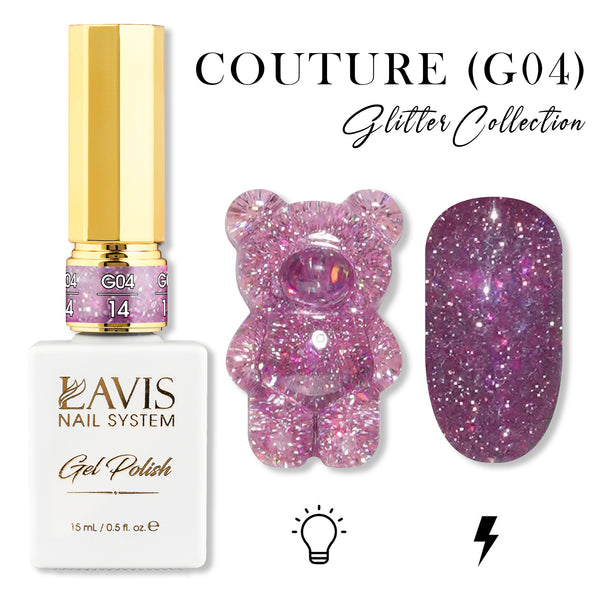 LAVIS Glitter G04 - 14 - Gel Polish 0.5 oz - Couture Collection