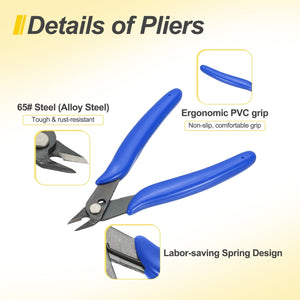 5" Flush Cut Pliers Small Precision Wire Cutter Side Cutter Diagonal Cutting Pliers for Jewelry Model Electronic 3D Print, Blue