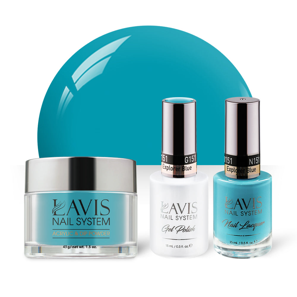 LAVIS 3 in 1 - 151 Explorer Blue - Acrylic & Dip Powder, Gel & Lacquer