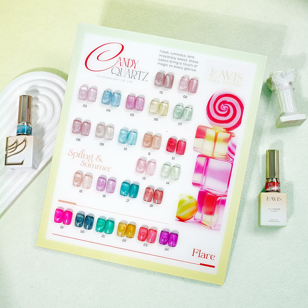 LAVIS Cat Eyes C12 - Set 24 Colors - Gel Polish 0.5 oz - Candy Quartz Collection