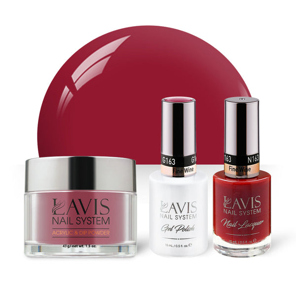 LAVIS 3 in 1 - 163 Fine Wine - Acrylic & Dip Powder, Gel & Lacquer