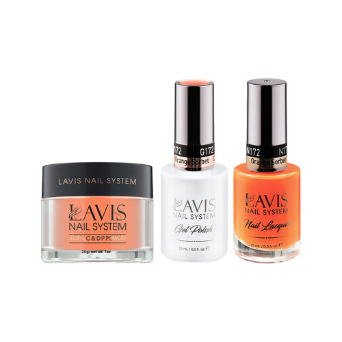 LAVIS 3 in 1 - 172 Orange Sorbet - Acrylic & Dip Powder, Gel & Lacquer