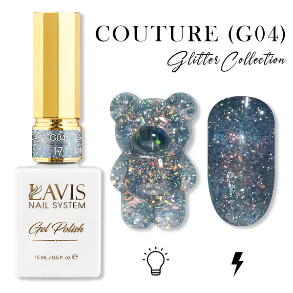 LAVIS Glitter G04 - 17 - Gel Polish 0.5 oz - Couture Collection