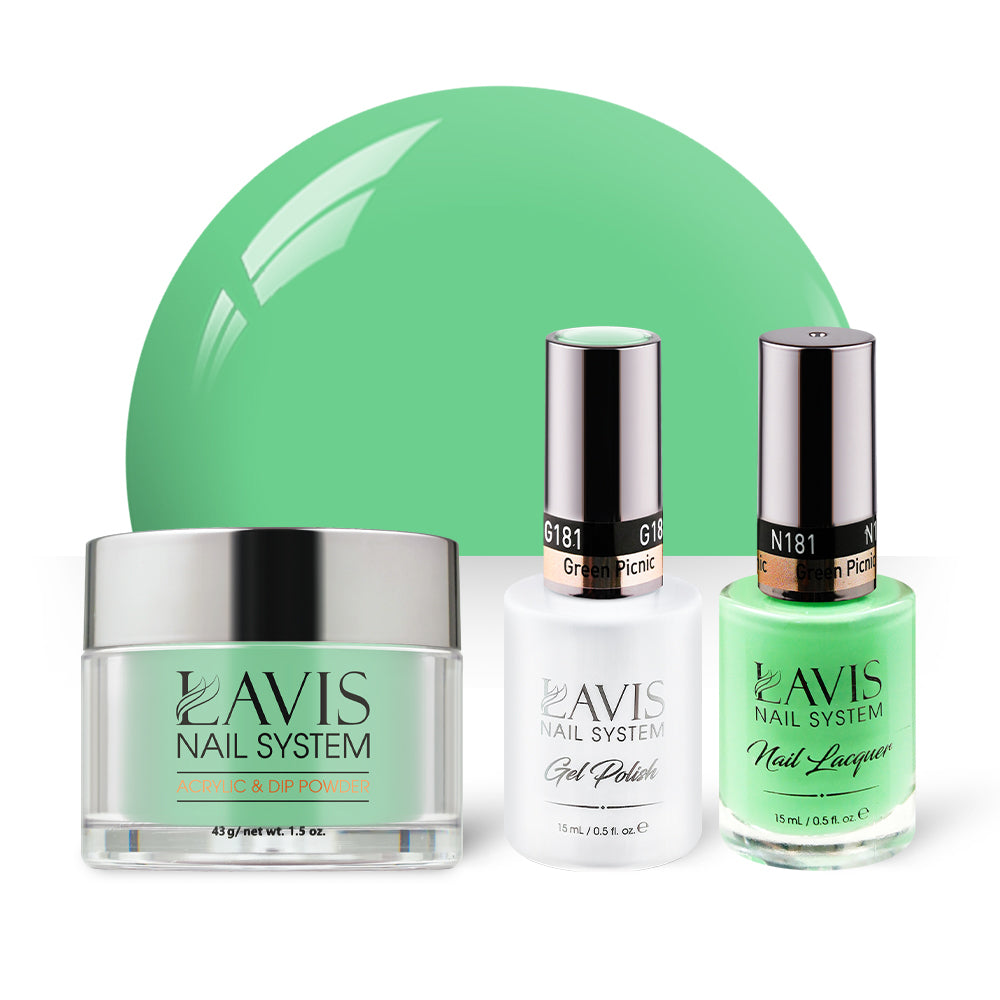 LAVIS 3 in 1 - 181 Green Picnic - Acrylic & Dip Powder, Gel & Lacquer