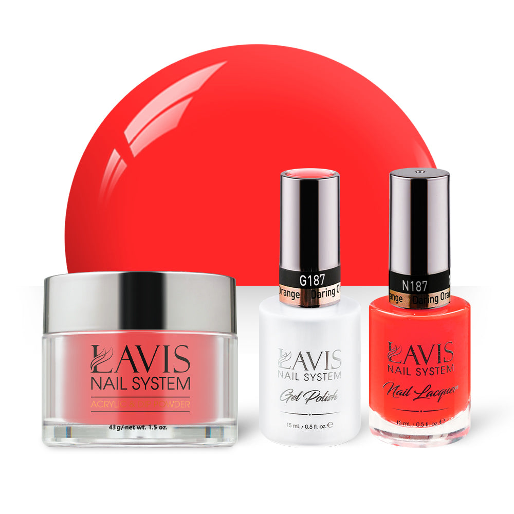 LAVIS 3 in 1 - 187 Daring Orange - Acrylic & Dip Powder, Gel & Lacquer