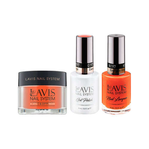 LAVIS 3 in 1 - 197 Energetic Orange - Acrylic & Dip Powder, Gel & Lacquer