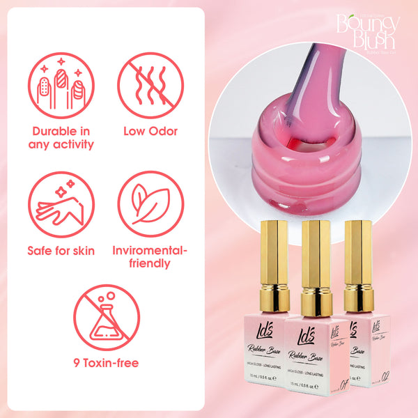 LDS Rubber Base Gel (Ver 2) - Set 30 Colors - GEL POLISH 0.5 OZ - Bouncy Blush Collection