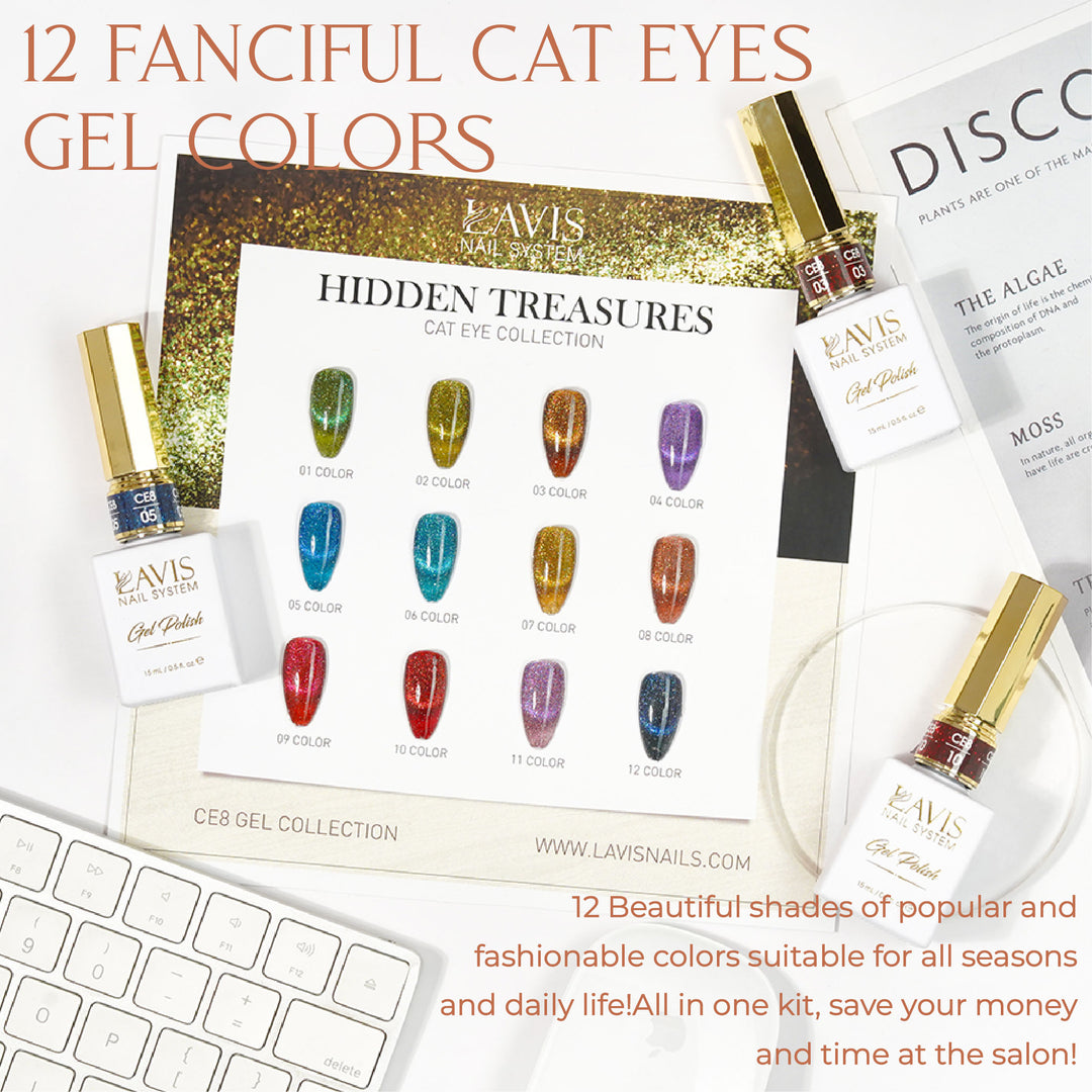 LAVIS Cat Eye CE8 - 02 - Gel Polish 0.5 oz - Hidden Treasures