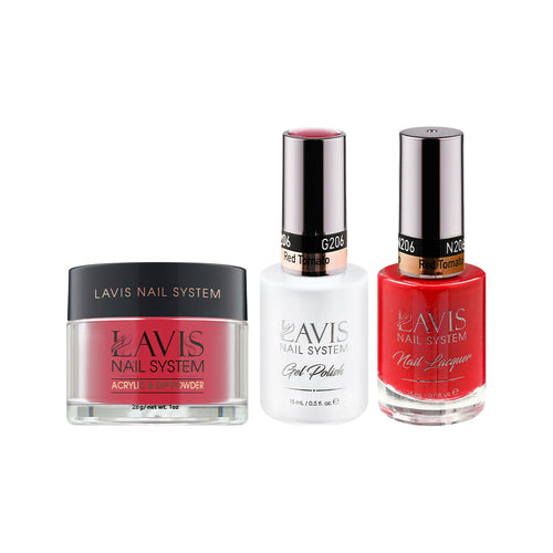 LAVIS 3 in 1 - 206 Red Tomato - Acrylic & Dip Powder, Gel & Lacquer