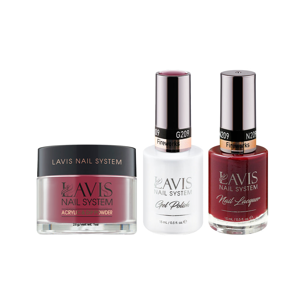 LAVIS 3 in 1 - 209 Fireworks - Acrylic & Dip Powder, Gel & Lacquer