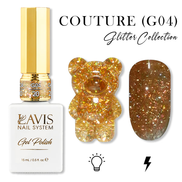 LAVIS Glitter G04 - 20 - Gel Polish 0.5 oz - Couture Collection